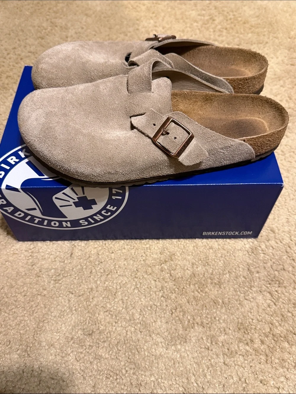 Birkenstock Men's Slip-On Suede Clog in Taupe